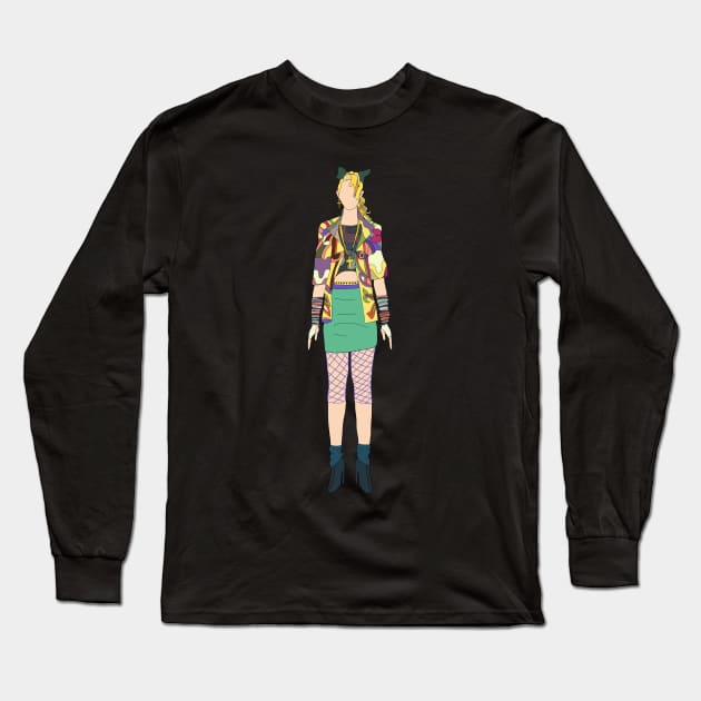 Punk Rock Girl Retro Lucky Star Long Sleeve T-Shirt by notsniwart